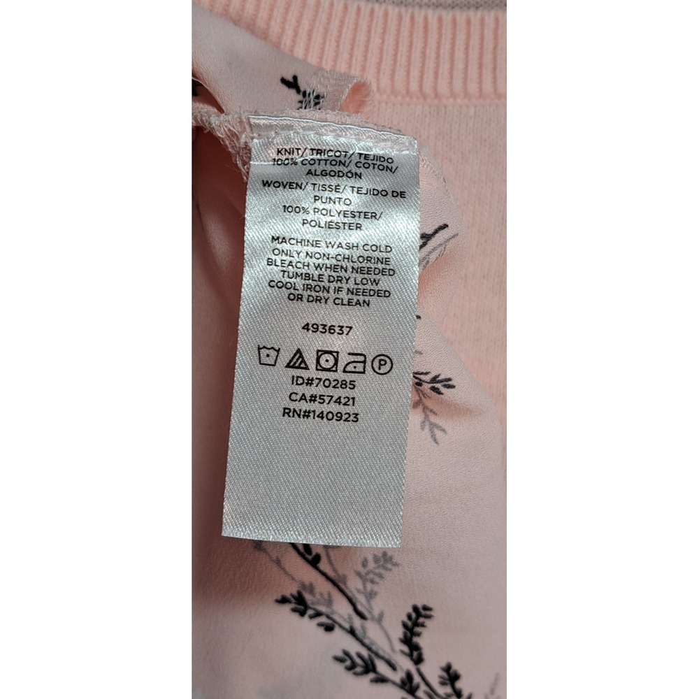 Loft Plus Pink Mixed Media Floral Back Short Sleeve Sweater Top 16/18 493637 - Picture 4 of 8